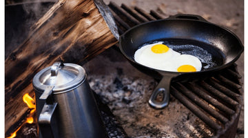 cooking breakfast while camping